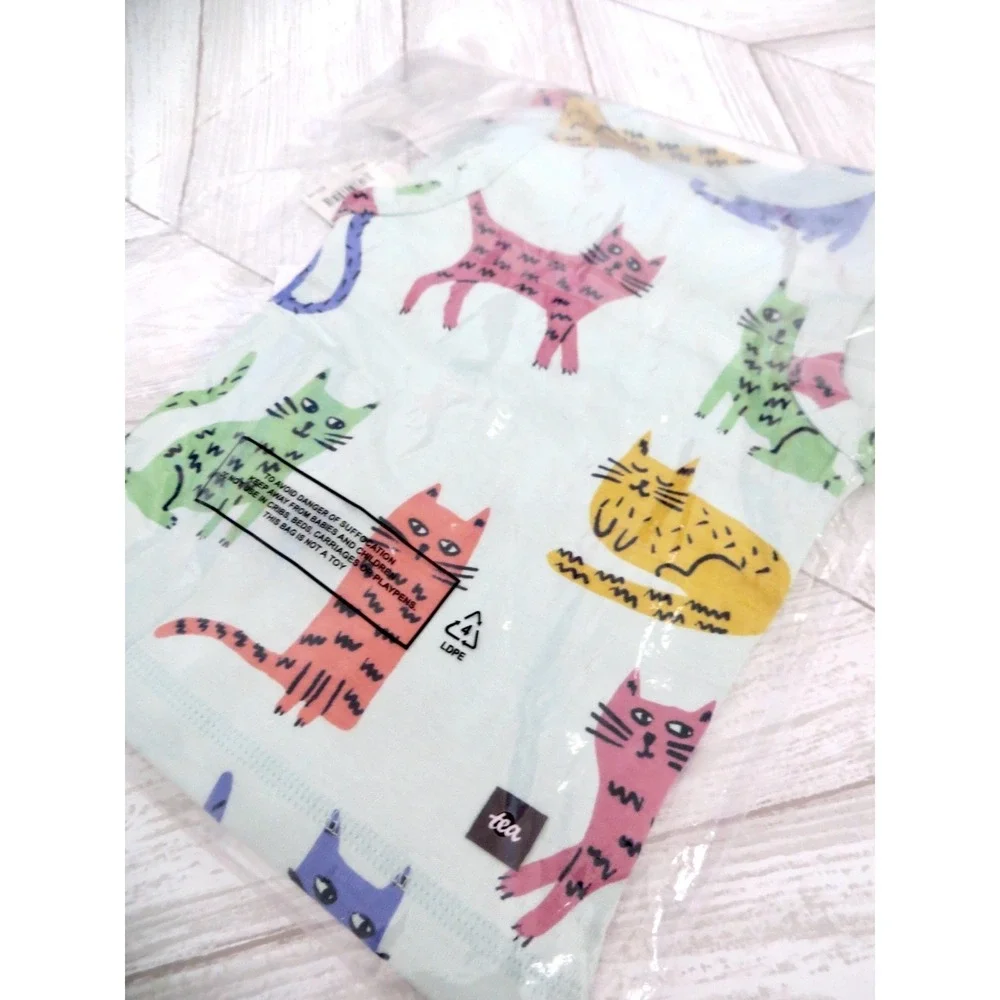 NEW! Tea Collection Summer Nights Tank Pajama Set Colorful Cats SZ 12-18 M